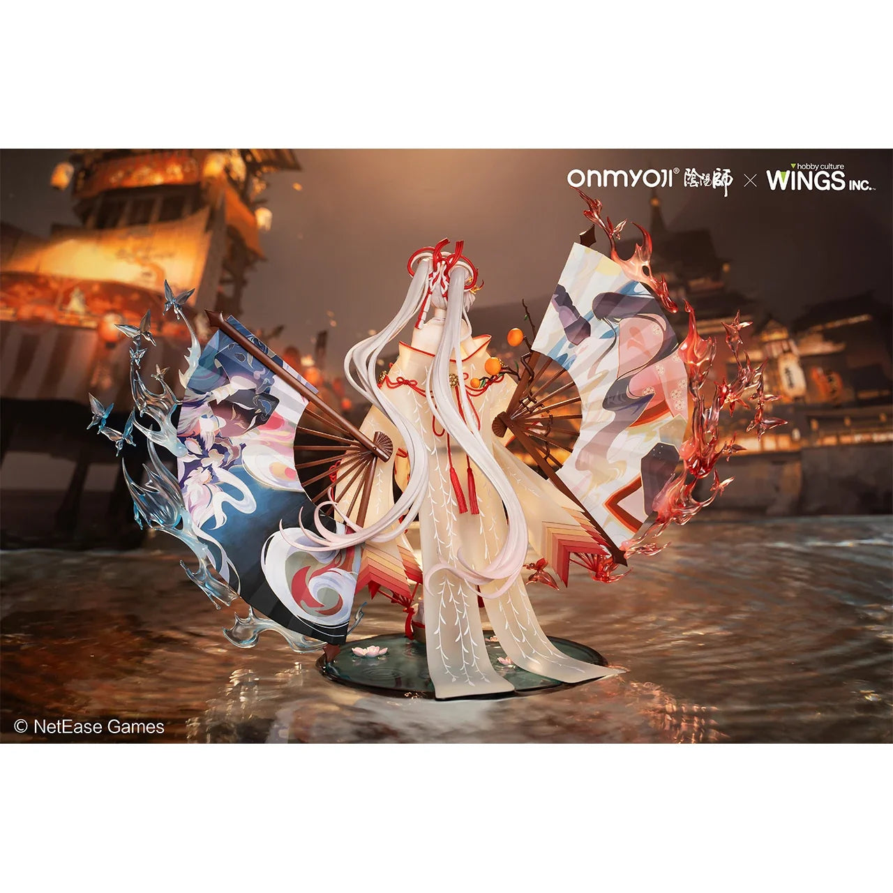 30cm Genuine Original Wings Inc Onmyoji Shiranui Night Fire Leaving Song Anime Figure 1/7 Collect Model Desktop Decoration Gift