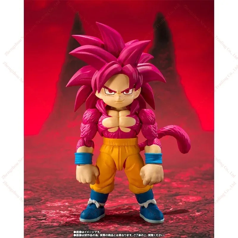 Original Bandai S.H.Figuarts SHF Super Saiyan 4 SON GOKU MINI DAIMA PVC Anime Action Figures Model Toy Gifts