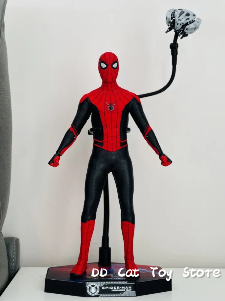 Original Hottoys HT 1/6 MMS542 Spider Man Figure Spiderman Far From Home Red And Black Upgrade Suit Action Figure Customized