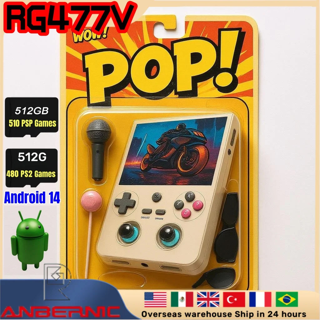 ANBERNIC RG477V Handheld Game Console 4.7" LTPS In-Cell Android 14 DSP Sound Effect Video Player Support AI RixelHK 1080p-DP Out