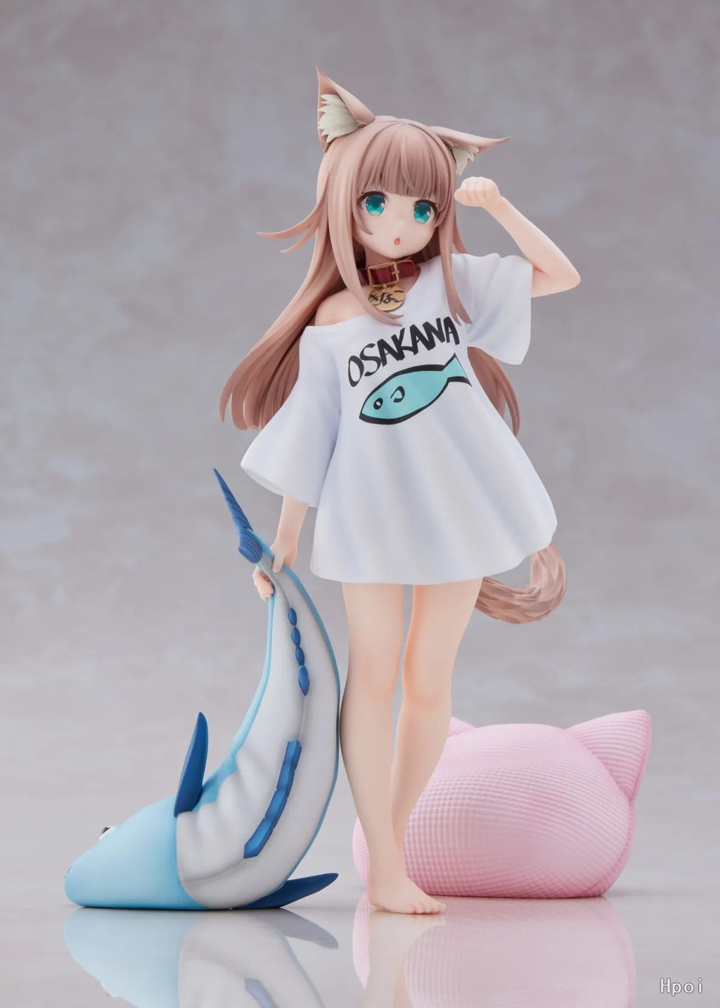 19CM Anime Figure My Cat Is A Cute Girl Soy Flour White Shirt Standing Good Morning Model PVC Gift Collection Action Toy