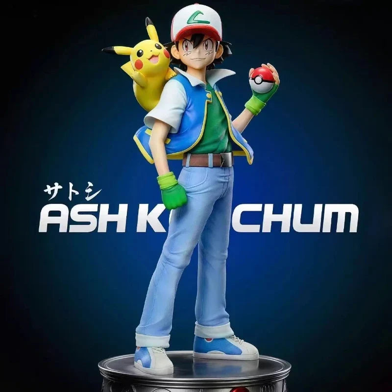 18cm Ash Ketchum PVC GK Statue Anime Action Figure Set with Brock & Misty Collectible Doll for Room Desk Decor Ideal Toy Gift