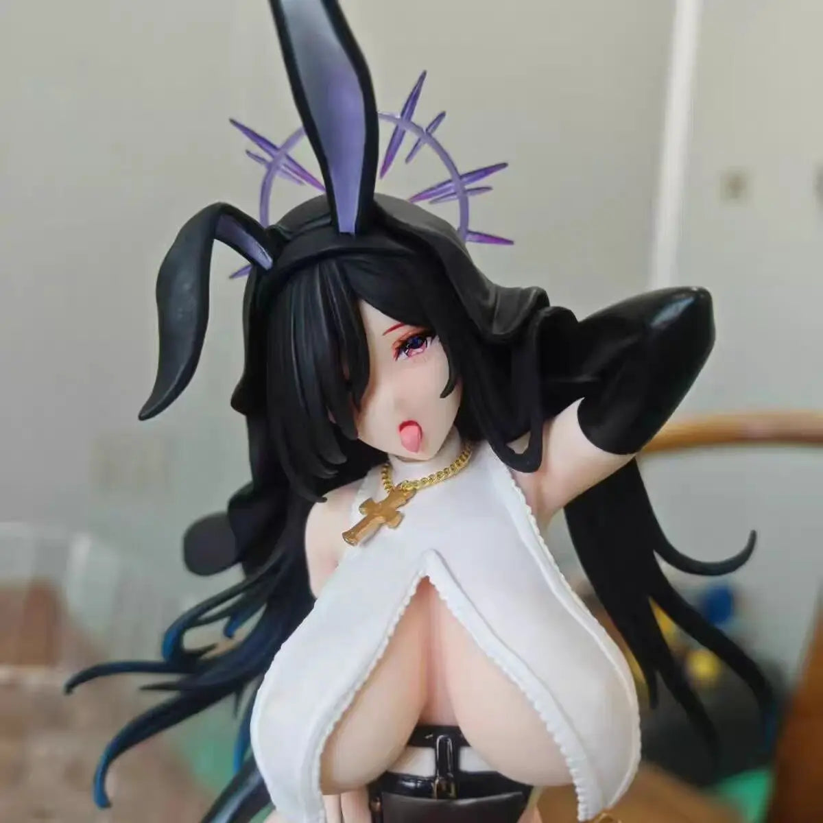30cm Beautiful Girl Figure Black Nun Bearpanda Bunny Girl Anime Collectible Model Desktop Decorations Holiday Gifts Kids Toys