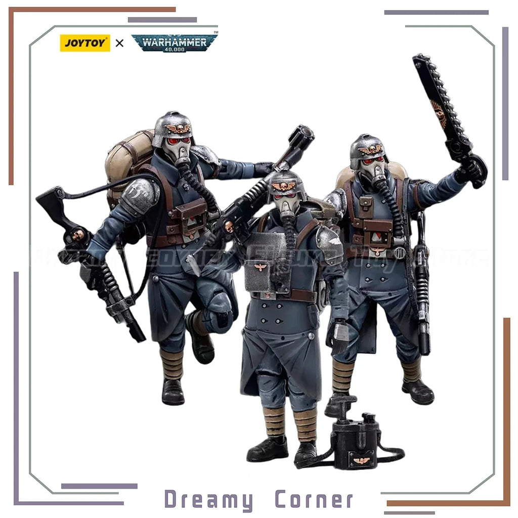 【In Stock】JOYTOY Warhammer 40K Astra Militarum Death Korps of Krieg Veteran Squad 3PCS 1/18 Action Figure Toys