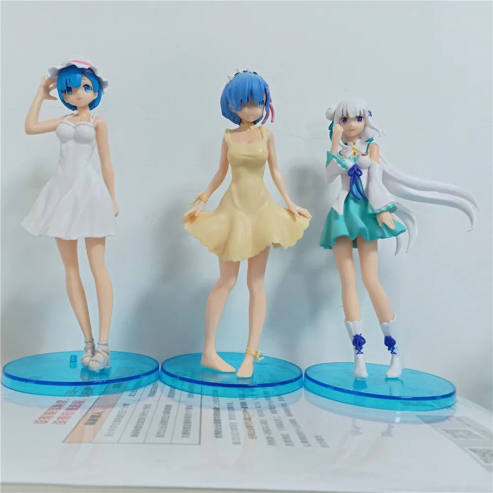 Anime Re:Life In A Different World From Zero kawaii Emilia Figure Rem PVC Collection Model Toys Hobbies for Birthday Gift