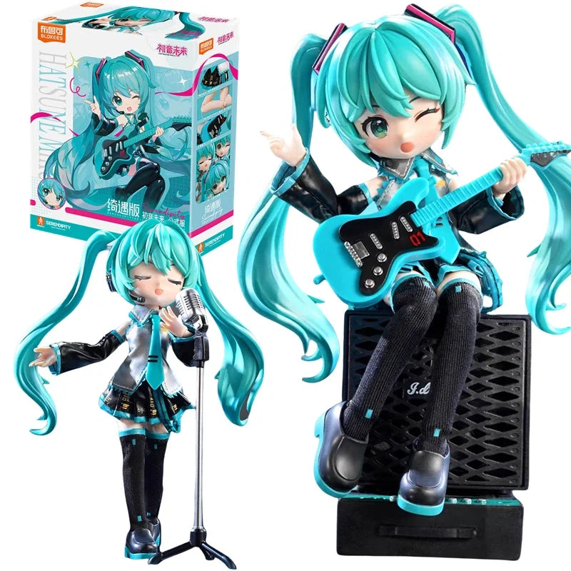 BLOKEES Original Hatsune Miku Q version 17th Miracle Edition Miku Singer Action Figure Joint Mobility Assembly Toy Doll Gift