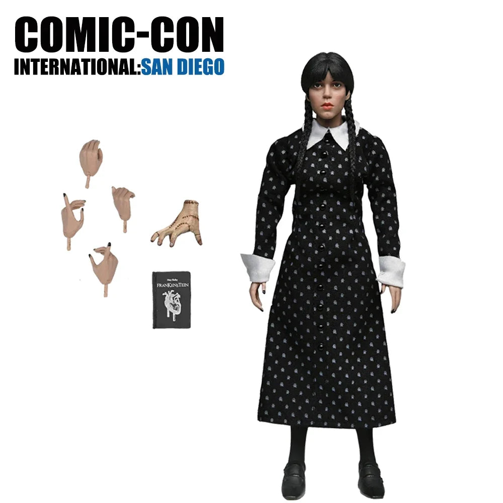 NECA Wednesday - Wednesday Addams (Classic Dress) 8” Clothed Action Figure Model Doll Garage Kit