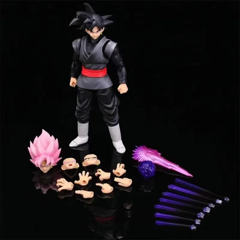 New 14cm Anime Dragon Ball Black Goku Zamasu Action Figure  Super Saiyan Movie Version Dbz Model With Multiple Accessories Toys