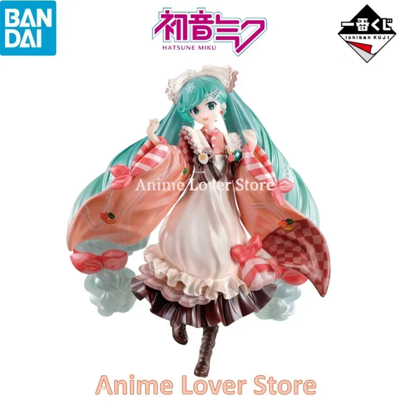 In Stock Original BANDAI Ichiban Kuji Hatsune Miku Snow Miku Kawaii Doll Genuine Anime Figures Toys for Kids Gift WY