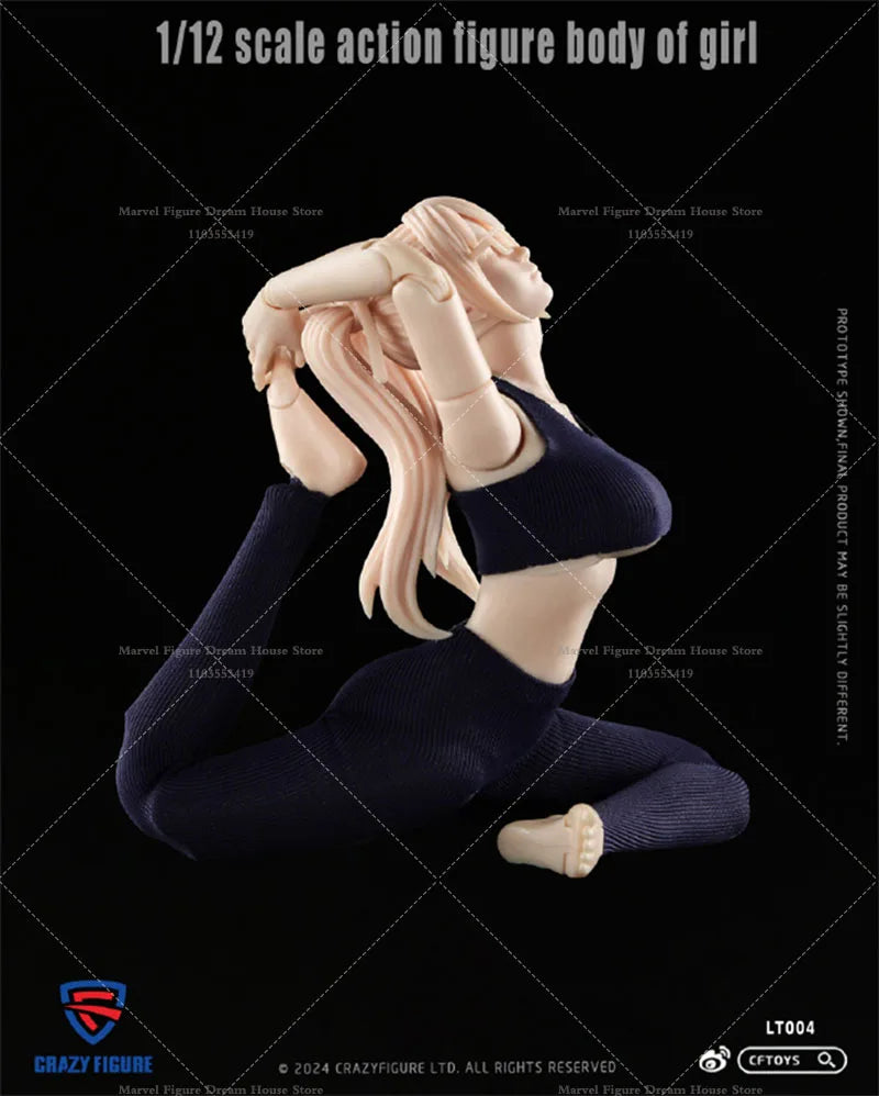 CRAZY FIGURE LT004 1/12 Scale Fashion Model Female Joint Body Flexible Posture Blue Sweatpants Fit 6-inch Action Figure For Gift