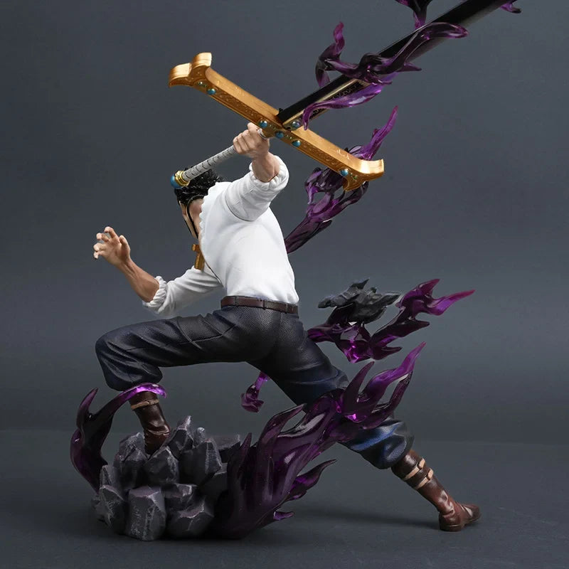 One Piece 30cm/11.81 Inches Tianhui Dracule Mihawk Anime Figure Pvc Statue Desktop & Room Ornament Collectible Model Toy Gift