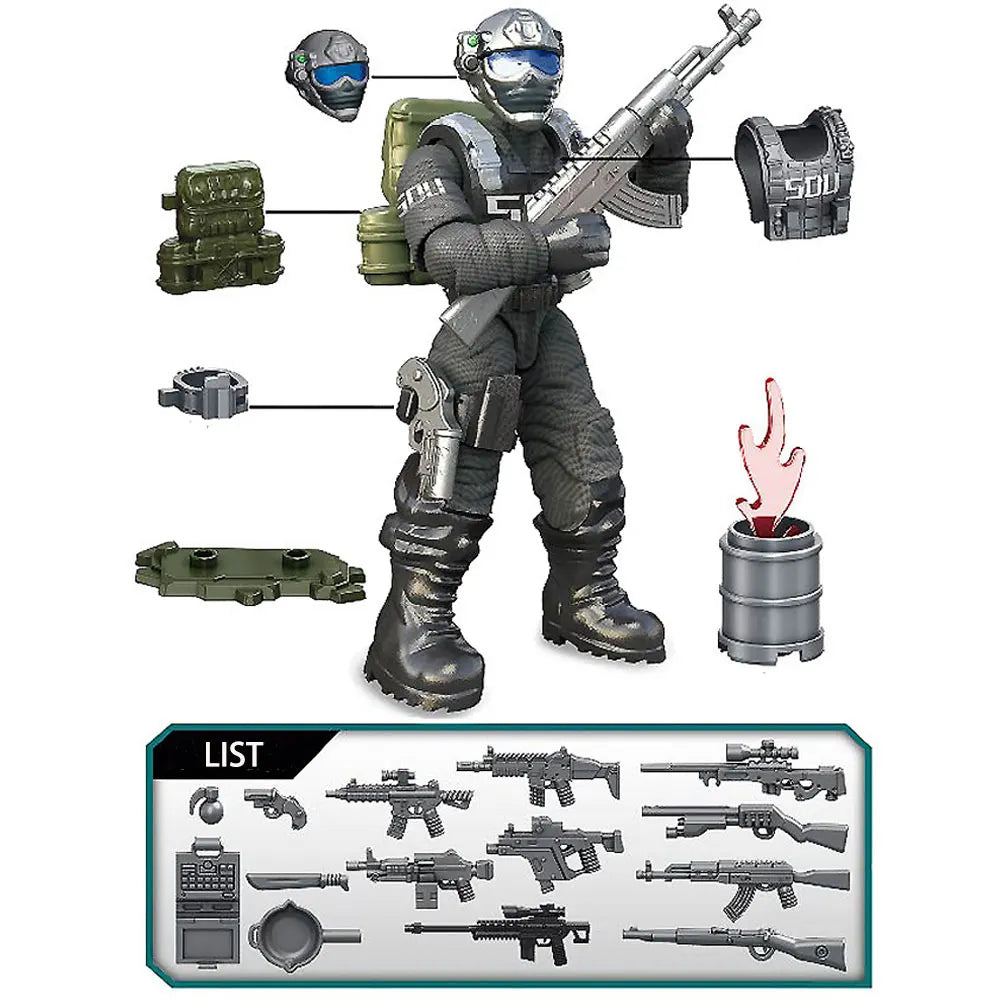 World War 2 WW2 Army Military Soldiers SWAT Special Force Figures Model Building Blocks Bricks Children's Toys Gift 1pcs Random