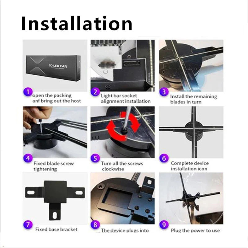3pcs hologram projector video wall synchronization advertising hologram projector 3d led fan display for event new year