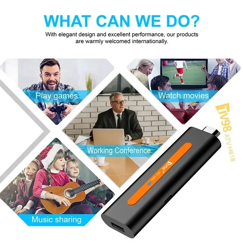 TV98 ATV H618 TV Stick 8K 4K Wifi6 BT5.0 Allwinner H618 Quad Core Smart Voice Remote Android 14 PK TV98 ATV Stick TV98 ATV 8K