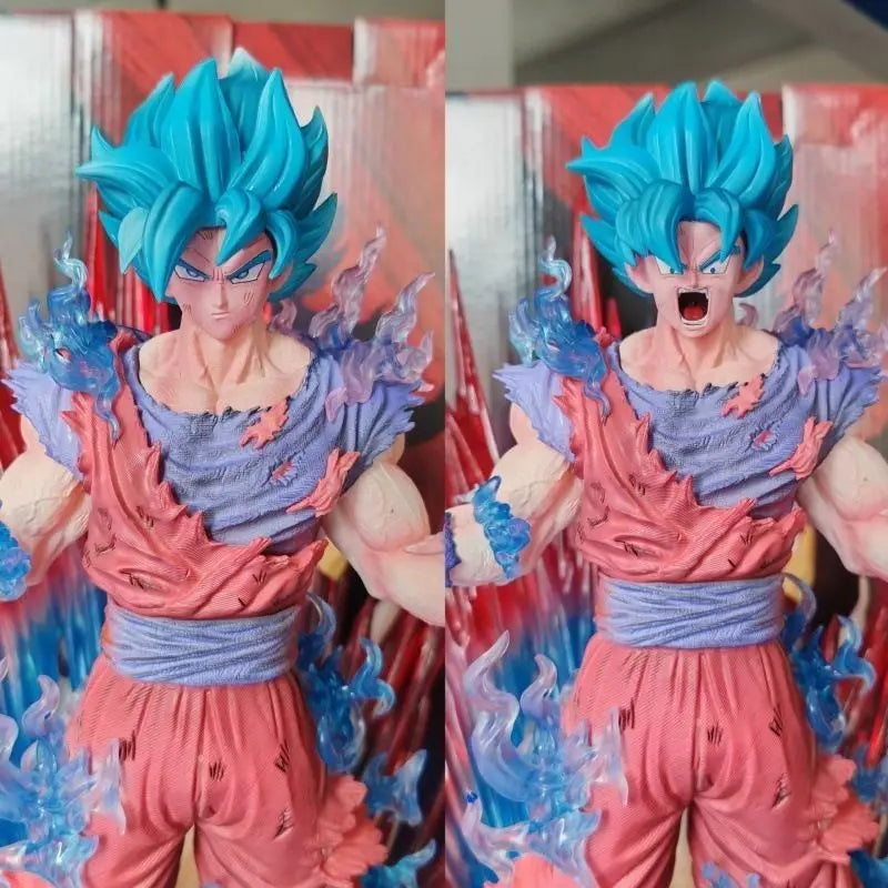 44cm Dragon Ball Figure Son Goku Saiyan with Blue Hair Action Anime Model Collection PVC GK Model Statue Desk Decor Toy for Gift