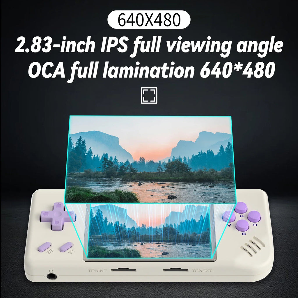 ANBERNIC RG28XX Handheld Game Console 2.83-inch 640*480 IPS Screen Linux System 3100mAh Support TV-HDMI-Output 64G 5000+ Games
