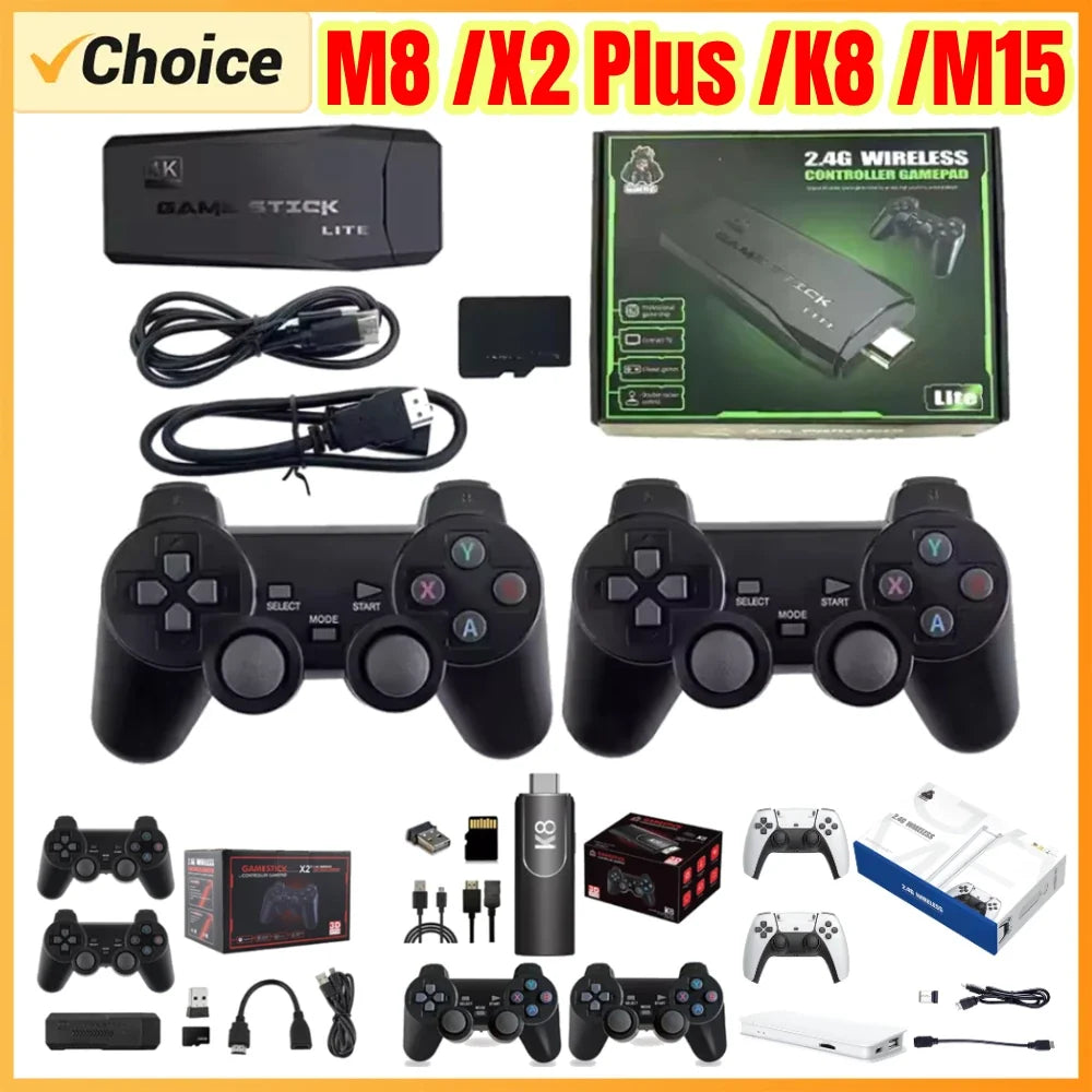 Video Game Stick Lite 4K HD Video Game Consoles 256G Wireless Controller For M8/X2 Plus/K8/M15 58000+ Retro Games Kid Xmas Gift