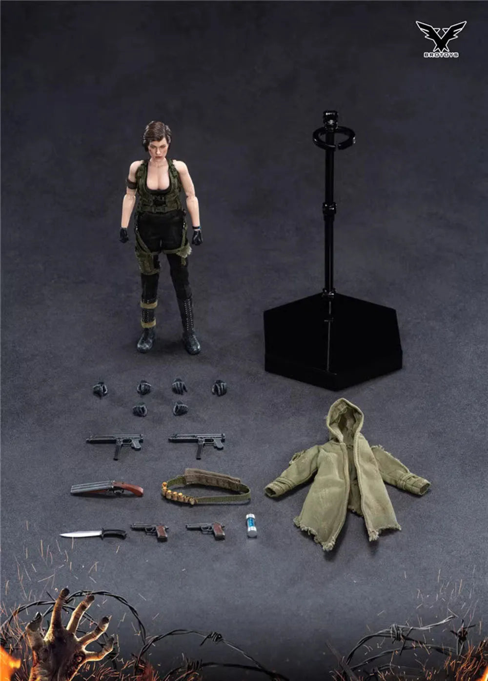 BROTOYS LR004 Women Soldier Charactor Toys Alice Player Residents of the Full Evil Set Moveable Action Figure with Platform 1/12