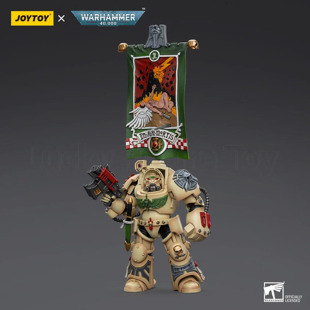 【Original】JOYTOY WARHAMMER 40K Dark Angels Deathwing Ancient with Company Banner 1/18 Action Figure Model Toy