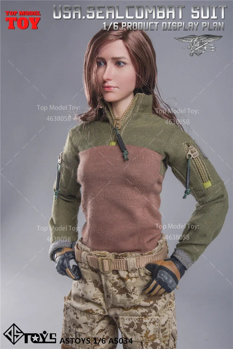 ASTOYS AS034 1/6 Scale U.S. Navy Camouflage Combat Uniform Suit Clothes Model Fit 12" Female Soldier Action Figure Body Dolls