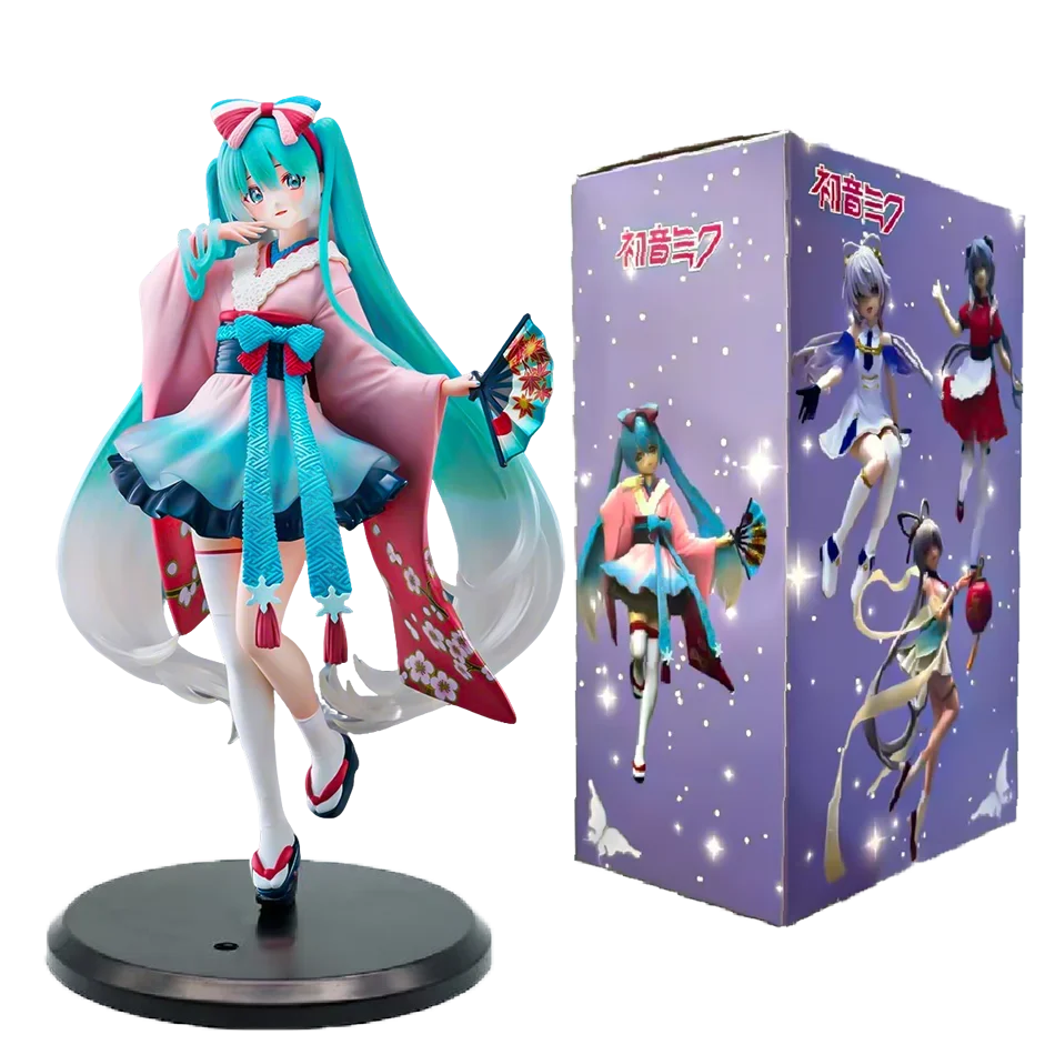Hot 18CM Anime Hatsune Miku Neo Tokyo Series Kimono Figure Anime Peripheral Collectible Models Decorations Children Kawaii Gift