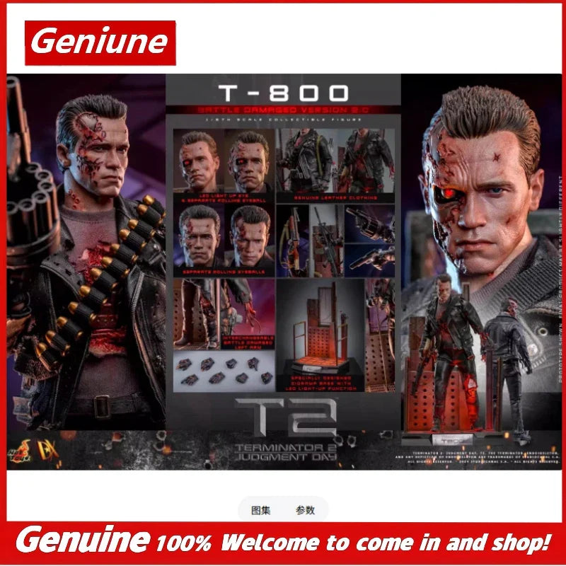 Original Hottoys 1/6 DX46 T-800 Battle Damaged Version 2.0 Actionfigur Terminator 2 Judgment Day Sammlerstück auf Lager