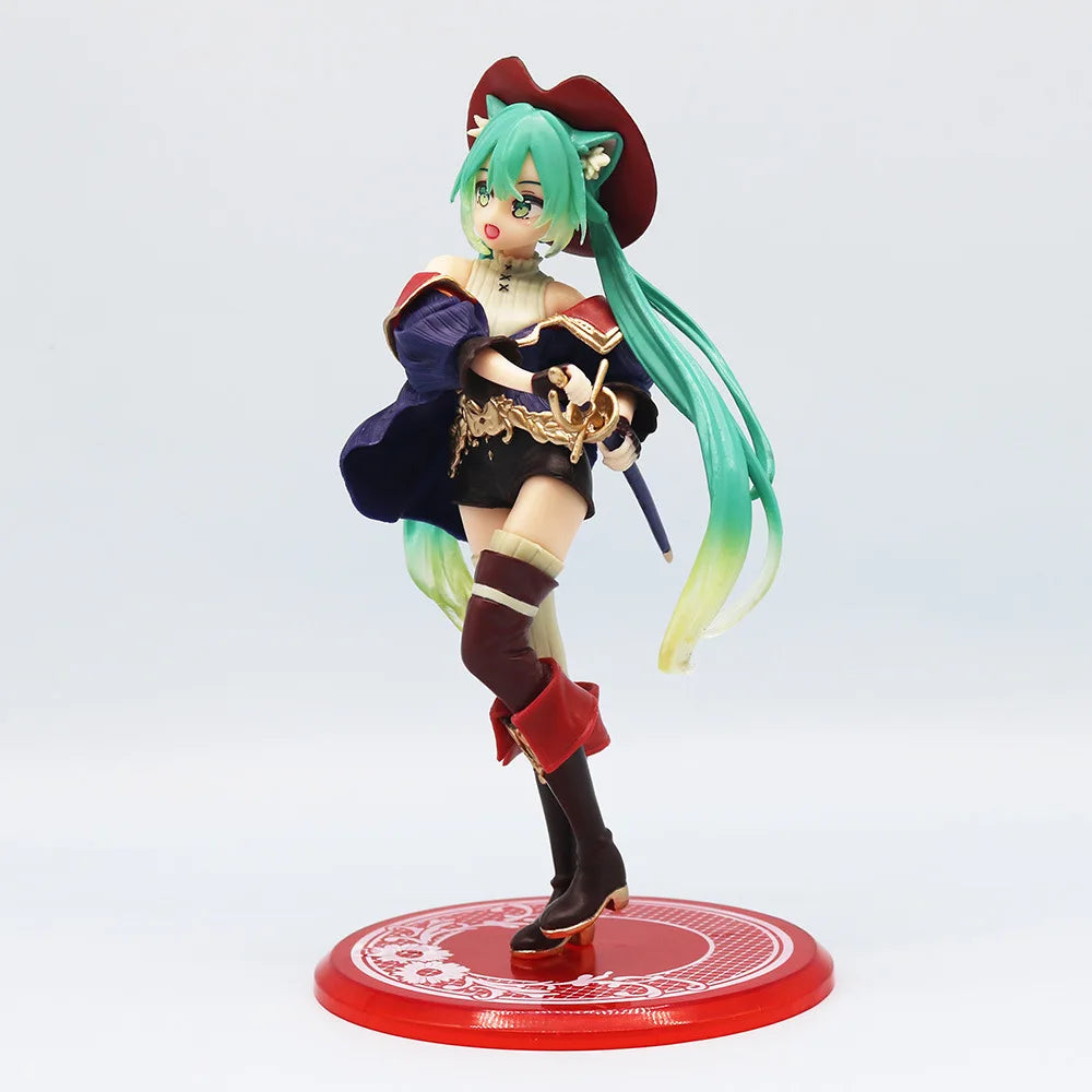 Anime Hatsune Miku Figure Fairy Tale Wonderland Hatsune Miku Puss in Boots Kawaii Action Figures Adult Collection Model Toy Gift