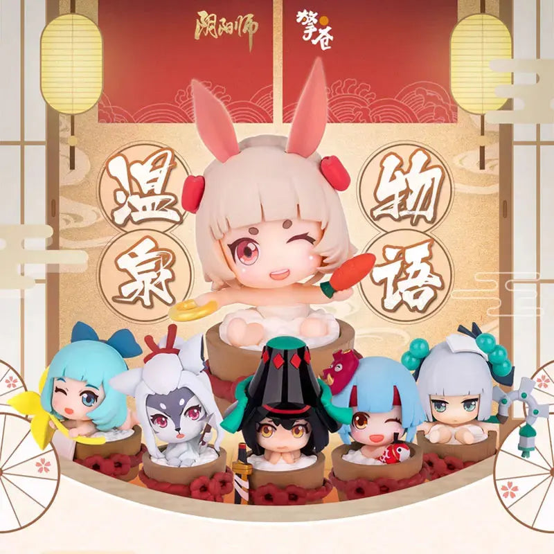 Genuine Onmyoji Hot Spring Stories Demon Knife Girl Q Version Action Figure Gaming Peripherals Model Ornaments Doll