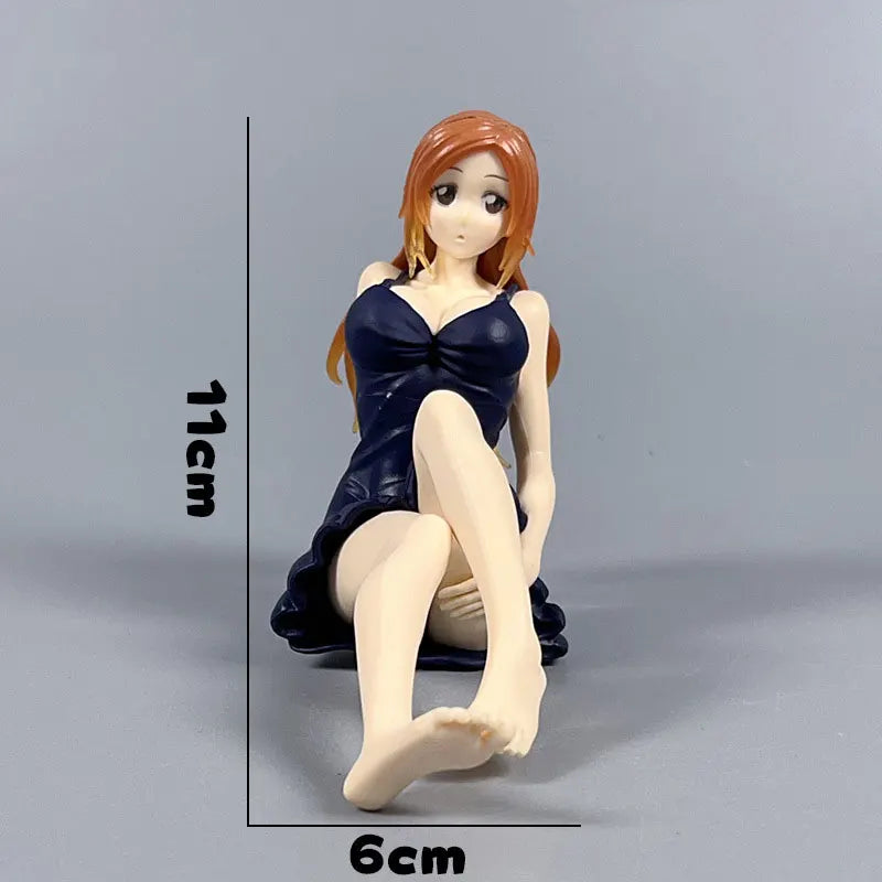Anime Figure Matsumoto Rangiku Inoue Orihime Black Nightdress Sitting Action Modelo Kawaii PVC Statue Collection Anime Figure