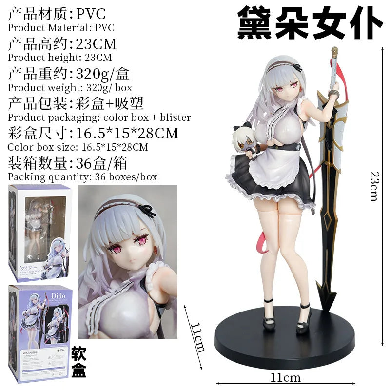 23CM Anime Gam Azur Lane Dido Figure 1/7 Heavy Armor Ver Maid Dress Up Stand Model Toy Doll Action Figure PVC