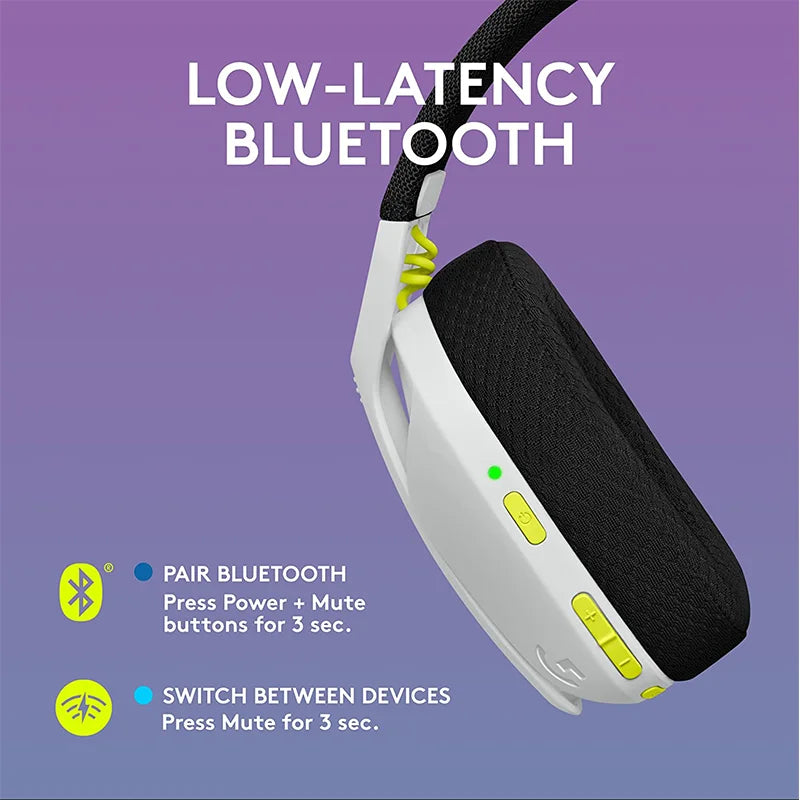 Logitech G435 LIGHTSPEED Wireless Gamer Headset USB Bluetooth/2.4 G Connection Built-in Microphone Gaming Headphone for PC/PS