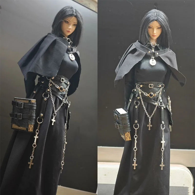 Auf Lager 1/6 Scale Mode Temperament Exquisite Stil Umhang Schwarz Langarm Kleid Set Passend für 12 Zoll Actionfigur Modelle