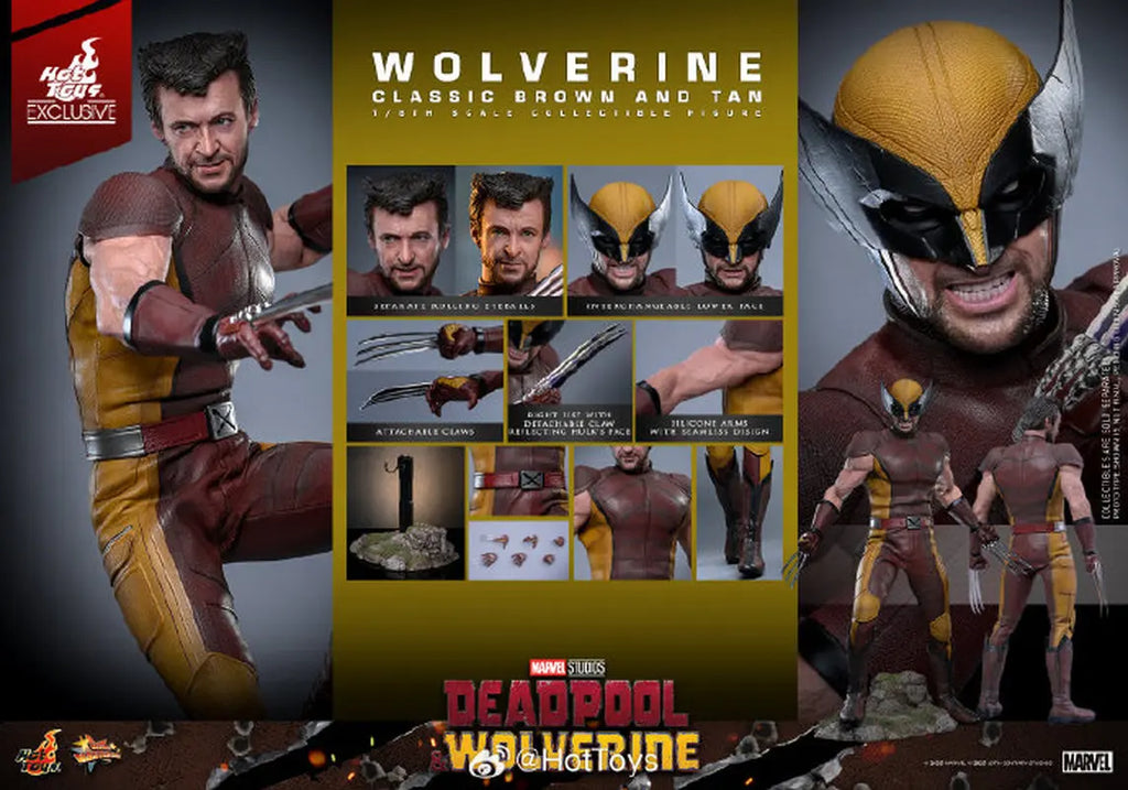 Hottoys 1/6 Scale Deadpool And Wolverine Action Figures Classic Brown Battle Dress MMS754 Wolverine Luxury Edition Collectible