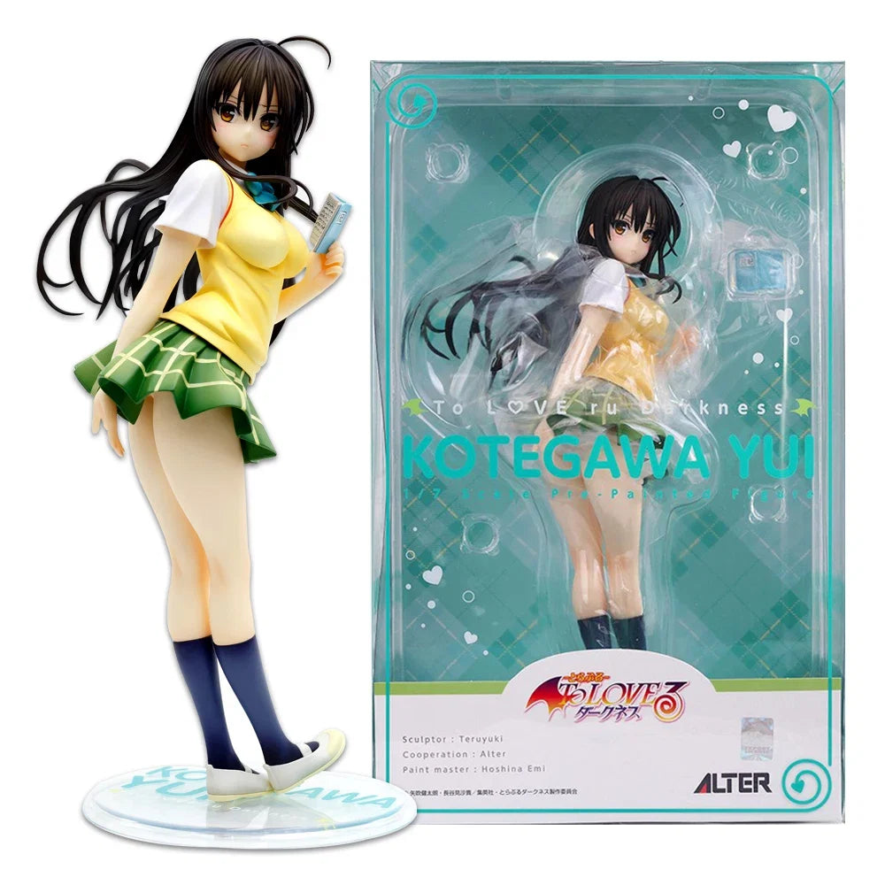 BANDAI 23CM Anime To LOVEru Kotegawa Yui Figure School Uniform Dress Up Standing Model Toy Gift Collection Aciton Figure PVC 1/7