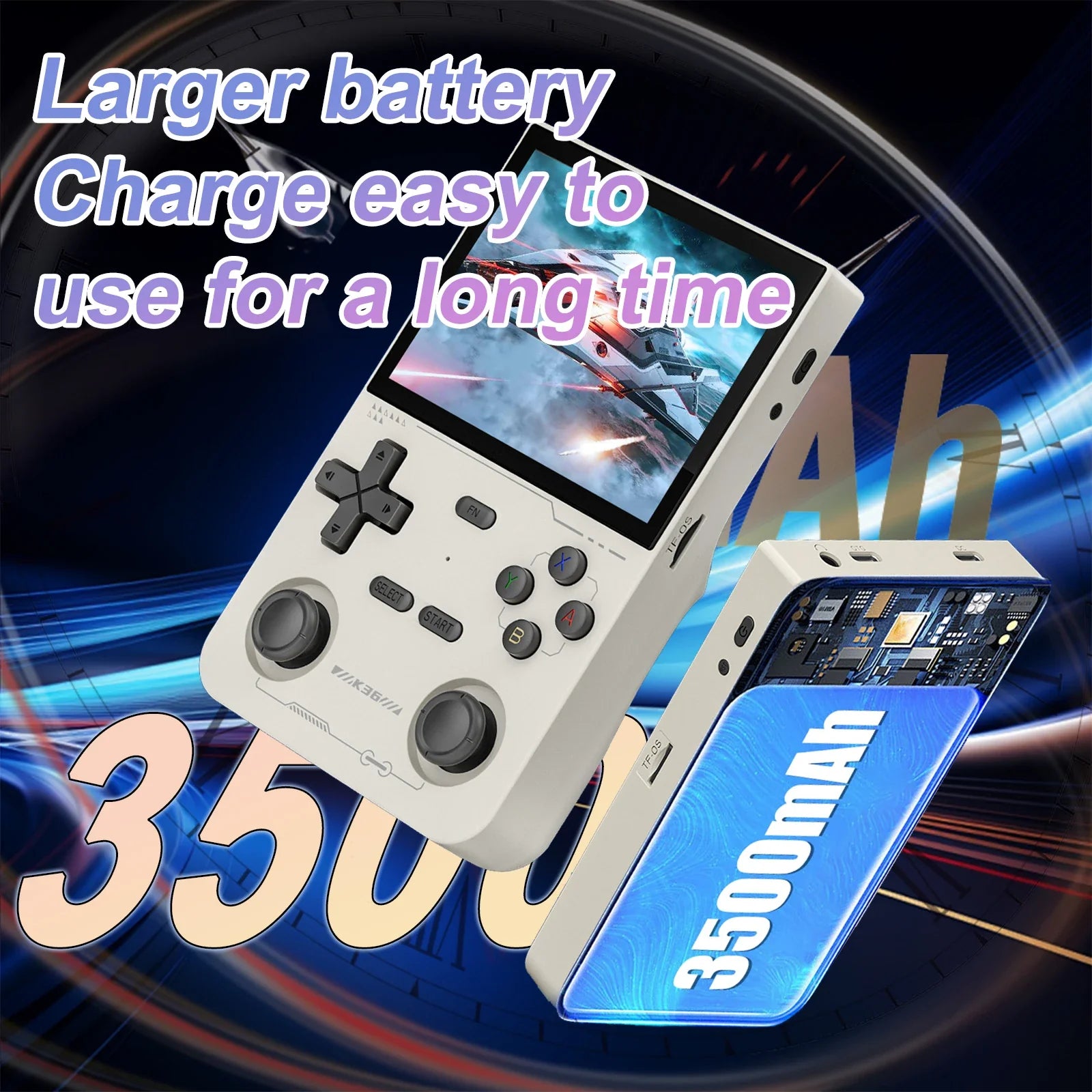GAMINJA K36 Handheld Game Console 3.5Inch IPS 640x480 Screen Built in 64GB Card Support Two Game Consolesto Play Together Online