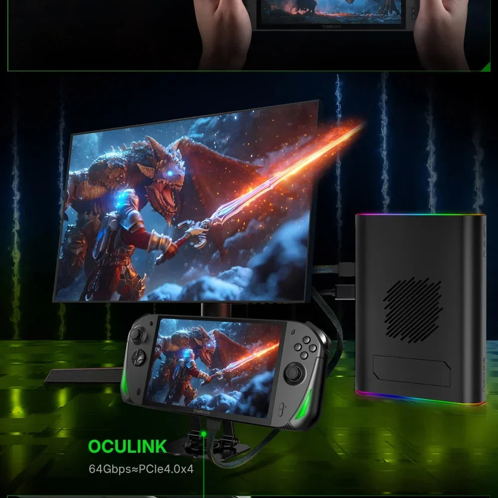 AOKZOE A1X 8" AMD Ryzen AI 9 HX 370 VRR Variable Refresh Rate Handheld Game Console Laptop Oculink Port Dual USB 4.0 Port