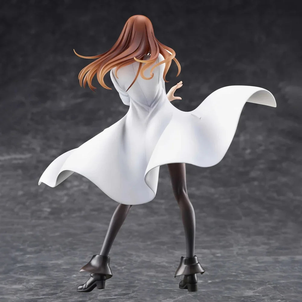 Steins;  Gate Anime Makise Kurisu Figure Kurisu Standing Pose Action Figure White Clothes Model Desktop Orphans Collection Gifts