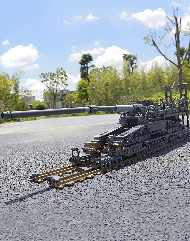 Kazi 10005 3846Pcs German 80cm K[E] Railway Gun Dora Gustav Heavy Gun 3 KY Train Tank Building Blocks Bricks Toy Gifts