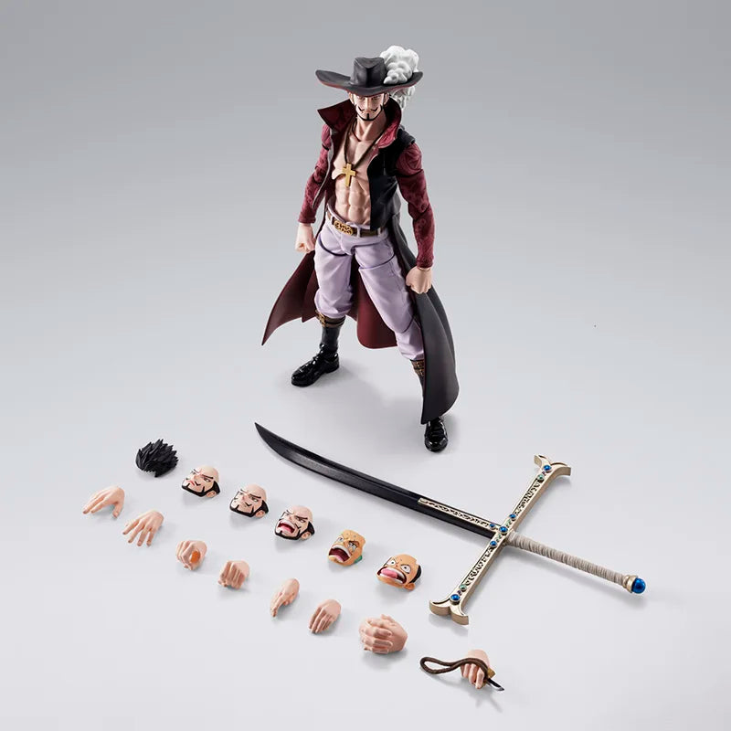 Original Bandai S.H.Figuarts Shf One Piece Dracule Mihawk Hawk Eye  In Stock Anime Action Collection Figures Model Toys