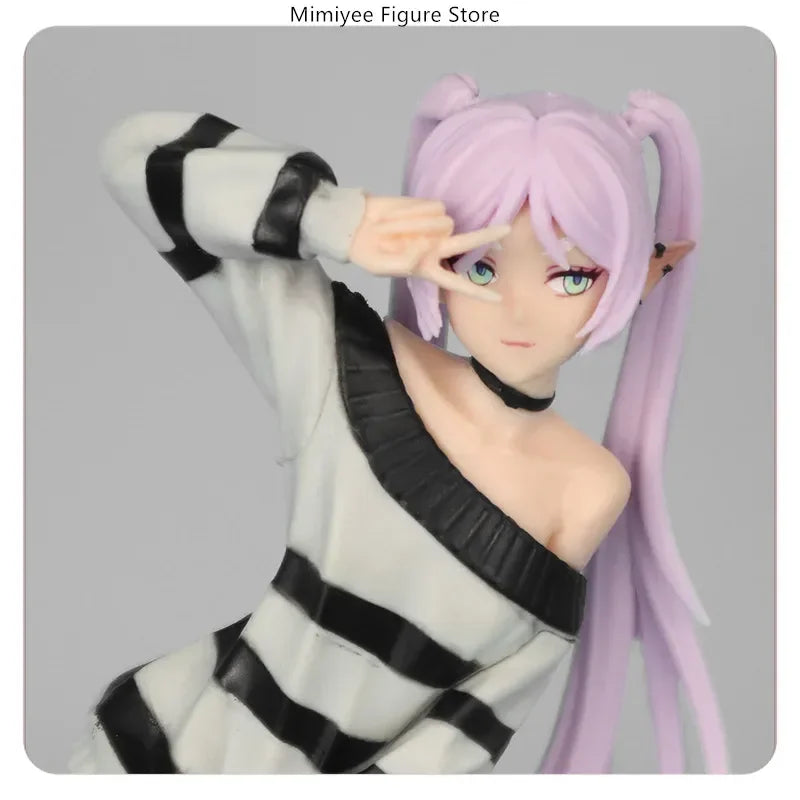18.5cm Anime Figure - Frieren beyond Journey's End Striped Casual Wear Standing Victory Pose Model Statue Collectible Toy