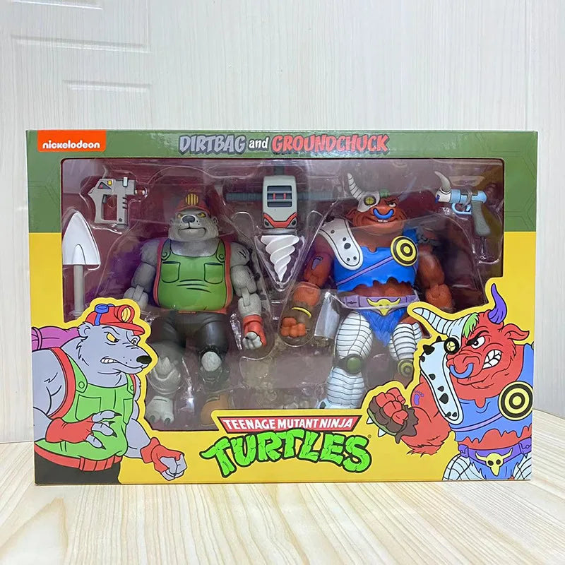 NECA 54199 Toys Teenage Mutant Ninja Turtles 1987 Action Figure 2-Pack Dirtbag & Groundchuck 18 cm Original Doll Collection Gift
