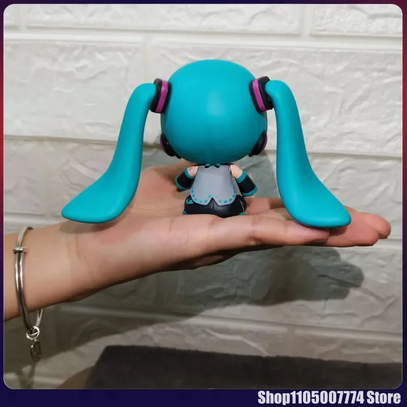 Kawaii Hatsune Miku Fufu Cute Q Version Sitting Double Expression Desktop Doll Handmade Case Decoration Toy Figures Collection