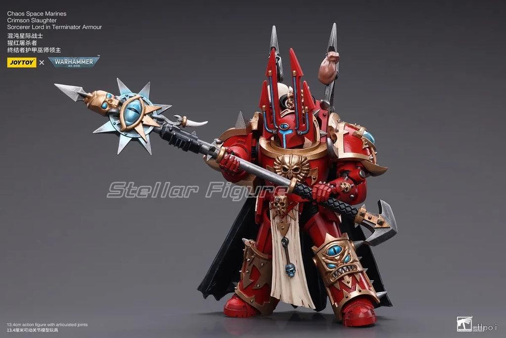 【SF】JOYTOYS 1/18 Action Figure Chaos Space Marines Crimson Slaughter Sorcerer Lord in Terminator Armour Model Ornaments