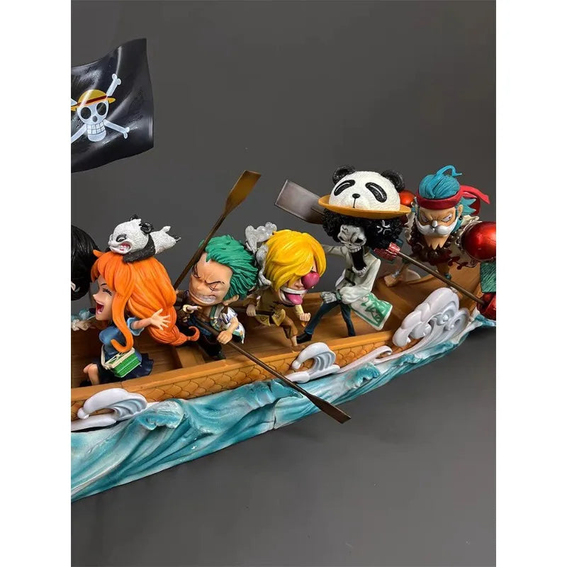 90cm Long One Piece Figure Monkey D. Luffy Team Dragon Boat Anime Collection Model Desktop Ornament Holiday Gifts Children Toys