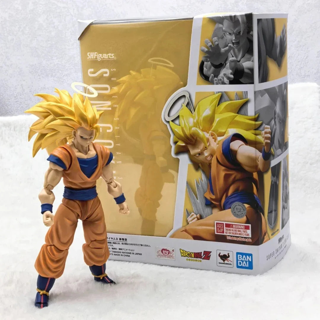 Dragon Ball Super Saiyan 3 Goku Action Figure - Collectible Shf Model with Decorative Hands Ideal for Fans And Collectors