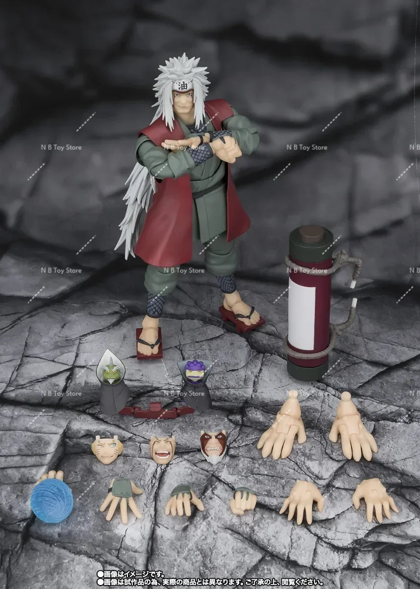 Original Bandai Naruto S.H.Figuarts JIRAIYA Hidden Leaf Heroic Master Sage Mode Sage Set PVC Figure Action Toys Collection Model