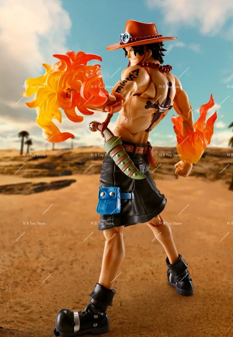 In Stock Bandai SHF Pirates One Piece Portkaras  Ace Fire Fist Top War Joint Moving Genuine Figures Actual Doll Collection Gifts