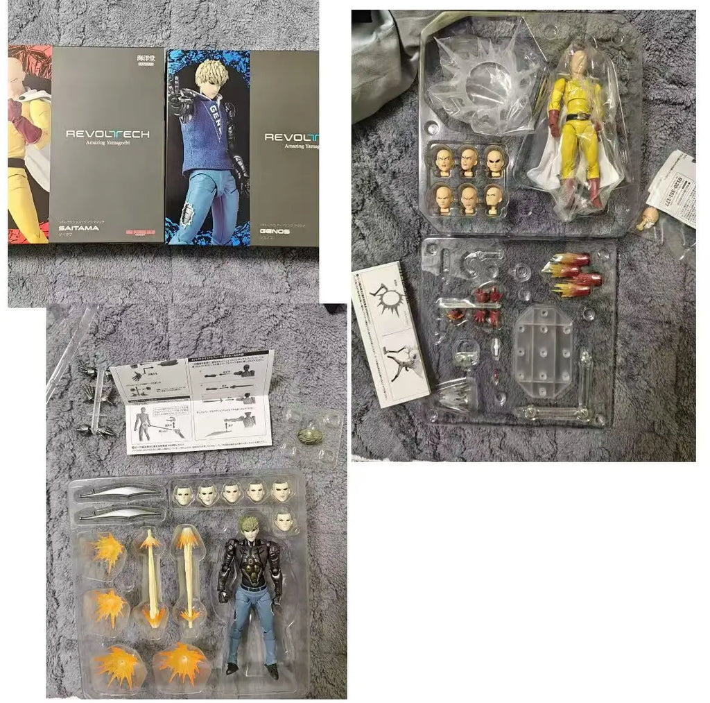 Original Kaiyodo Revoltech Amazing Yamaguchi One Punch Man Genos Anime Action Collection Figures Model Toys Saitama