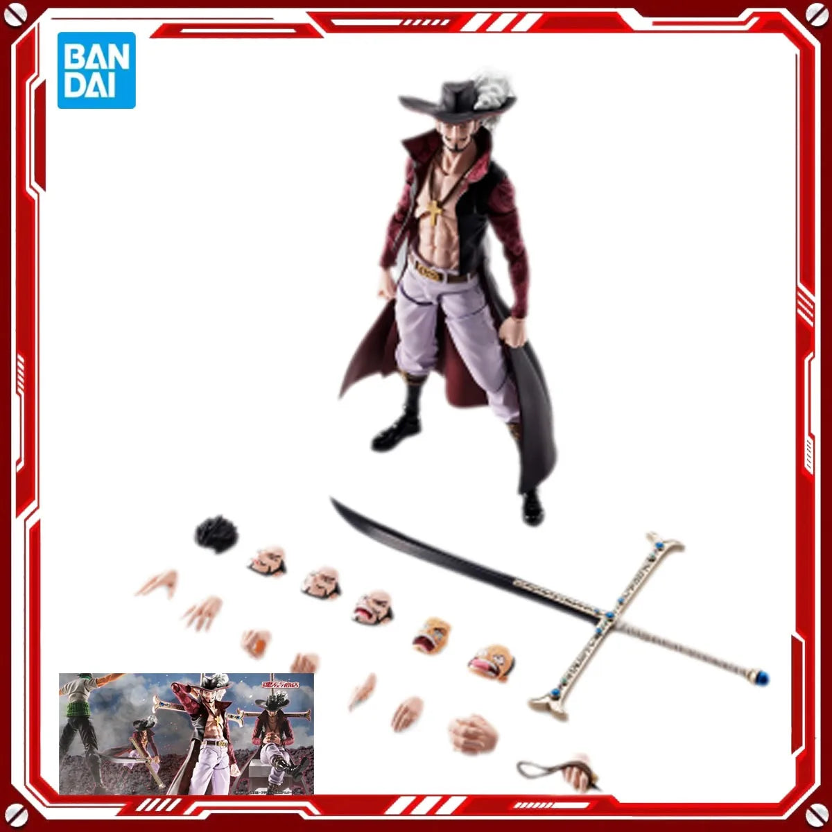 Genuine Bandai Original Banpresto Figure Model Kits SHF Anime Figures One Piece 16.5cm Dracule Mihawk Action Model Toys Gift