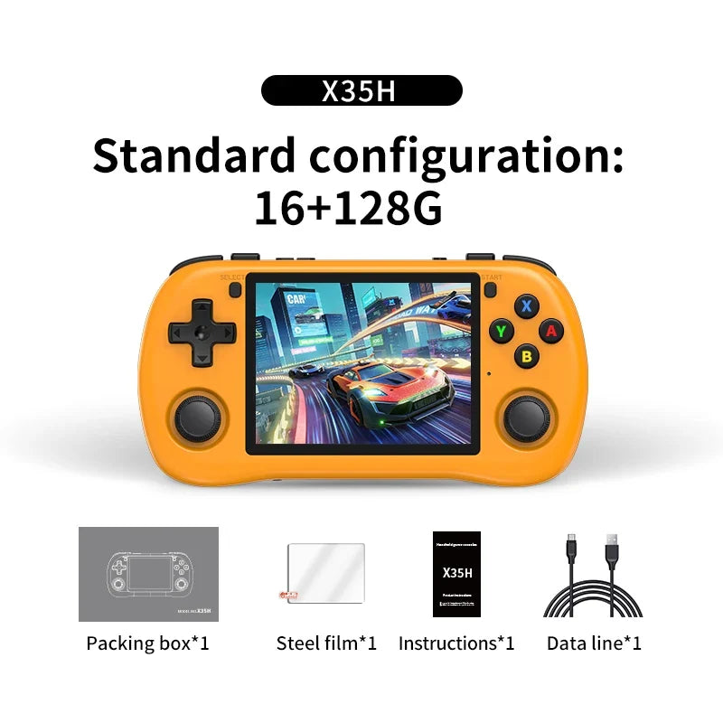 Powkiddy X35h 128G Retro Gaming Handheld 3.5 Inch IPS Screen Linux System 3000mAh Battery Children Gift Console